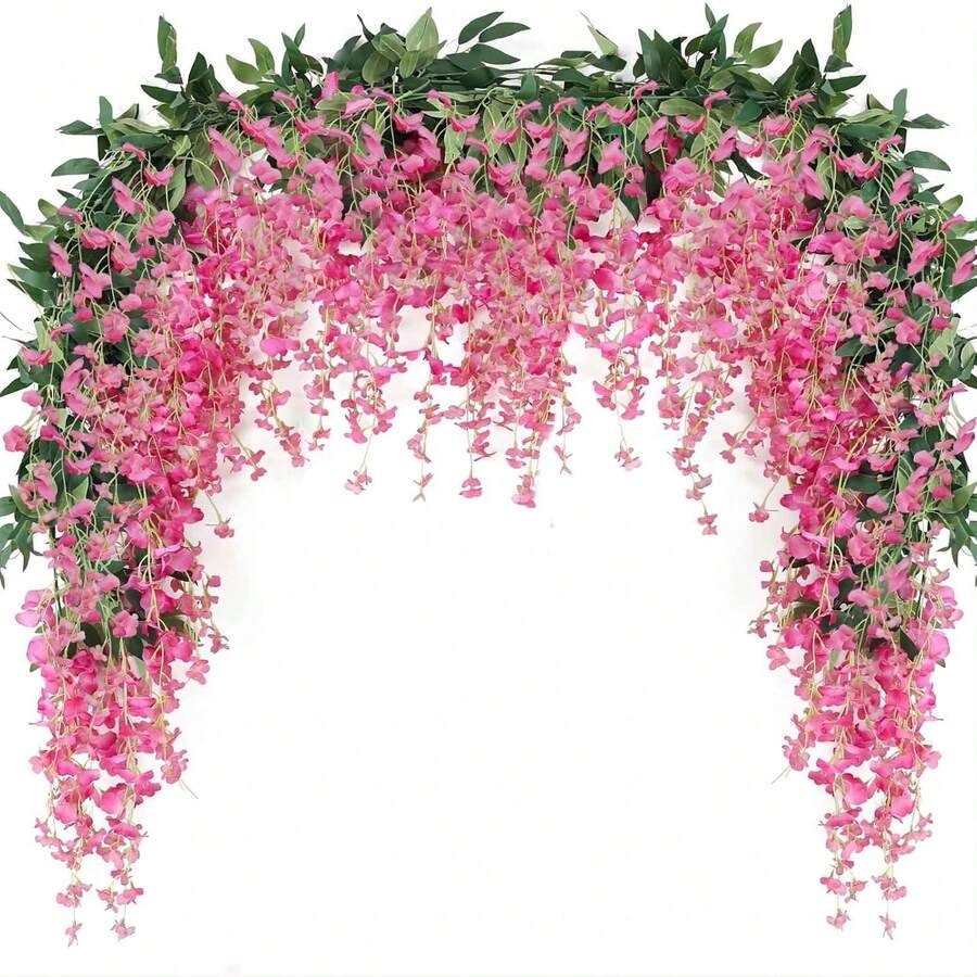 1/4/80pcs 6.5ft Artificial Wisteria Wreath, Hanging Artificial Wisteria Vine Wreath, Artificial Plant Vines, Artificial Decor, Suitable For Home Decor, Room Decor, Garden Decor, Wall Decor, Indoor/Outdoor Decor, Bedroom Decor, Wedding Decor, Dining Table Decor