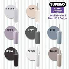 Juego de cepillos y Soportes Decorativos de plástico para Inodoro, Color Gris Pardo (1 Unidad), Limpiador para baño, diseño Acanalado(Azul) - Multicolor - Ver 6