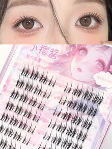 140/120/100/80Clustered Segmented False Eyelashes C Curl, Handmade Woven False Eyelashes, Single Cluster Eyelashes,10-13mm Size, Reusable, Natural Soft, Long-Lasting Effect, Korean False Eyelashes, Gift, Suitable For Women And Girls, Large Volume Segmented False Eyelash Clusters, Eyelash Clusters, Single Eyelashes, False Eyelashes - 黑色 - 查看 15