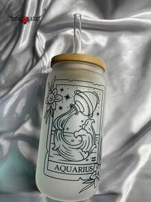 十二生肖磨砂玻璃吸管杯（带竹盖和吸管），高温烧制印花，冷饮/果汁吸管杯，热饮吸管杯，户外旅行大容量水杯，精致可爱的奶茶杯，有磨砂和透明两种版本可选，高品质抹茶吸管杯 - 最佳礼品之选！ - 彩色 - 查看 12