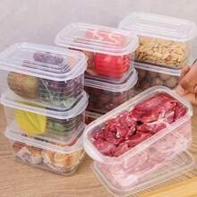 10/5/1个密封食品储物盒，透明塑料午餐盒带盖，适用于冰箱、冷冻室和食品储存，可堆叠，是厨房和户外食品储存的理想选择，有助于整理凌乱的厨房。 - 透明 - 查看 4