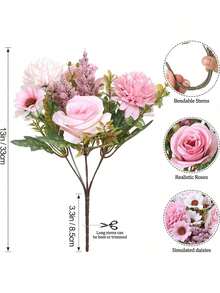 1/5/80支13英寸人造牡丹花，丝绸刺绣球，春季装饰，家居装饰配件，情人节花瓶，婚礼花束，花园玫瑰拱门，客厅装饰，新年装饰，装饰花盆，斋月装饰，感恩节装饰，DIY花环，礼品，餐桌中心装饰品