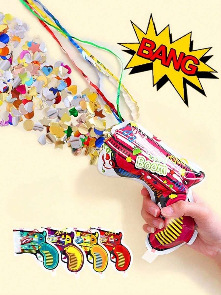 1/5/10个装手持式彩纸发射器，氛围彩纸炮，手持式喷花枪，适用于生日/婚礼/毕业典礼/节日/派对氛围营造的手持道具