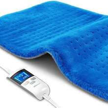 Boncare® Control Digital LCD 12" x 24" Almohadilla Térmica para Alivio de Cólicos y Dolor de Espalda con Apagado Automático Tamaño Grande 6 Ajustes de Temperatura 6 Temporizadores Super Suave Cobijas Eléctricas (Azul) - Azul - Ver 1
