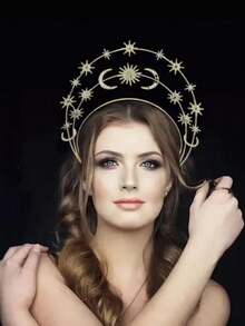 1件/2件套多层六芒星和新月头饰，适合圣诞节和万圣节佩戴 - 彩色 - 查看 6