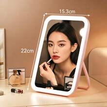 New Large Rechargeable Makeup Mirror, 3-Color Lighting, Touch Screen Dimmable, Portable Beauty Mirror, Desktop LED Folding Vanity Mirror, Home & Travel Use, USB Charging, Suitable As Room Decor, Valentine's Day, Mother's Day, Birthday Gift