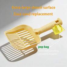 1PC Anti-Slip Handle Cat Litter Scraper - Durable Splash-Proof Efficient Sifting Sturdy For Home Litter Box Cleaning Dorm Pet Care Cat Houses Apartment Cat Care | Hassle-Free Mess-Free Cat Litter Scoop - Màu vàng - Xem 10