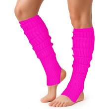 Long Leg Warmers Women 24 Inch Over Knee Knit Ribbed Leg Warmer Stirrup Yoga 80s Party Dance Ballet Supply - 均碼 + 玫瑰紅 + 1 - 查看 1