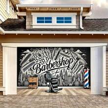 The Background Of The Barber Shop Is A Spotlight, With A View Of Tall Buildings And Various Hair Styling Tools Tapestry Is Highly Suitable For Use As A Festive Wall Decoration, An Outdoor Hanging Item, A Party Backdrop - trắng - Xem 7
