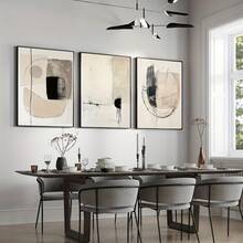 3 pezzi Poster su tela con stampe astratte geometriche in nero e beige, opere d'arte minimaliste moderne in stile giapponese vintage, adatte per bagno, camera da letto, decorazione della casa - Multicolore - Visualizzare 12