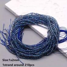 1 hebra de 210 piezas de cuentas de cristal facetadas de 1x2mm de color AB brillante, cuentas espaciadoras redondas de cristal para hacer joyas, hallazgos DIY, collares hechos a mano - Cuentas planas de 1x2 mm - Ver 13