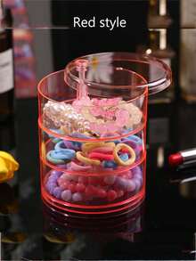 360° Multifunctional Rotating Dust-Proof Hair Accessory Storage Box, 3/4/5 Layers Transparent Acrylic Jewelry Box For Headbands, Bows, Hair Ties, Suitable For College Girls - Clear - View 8