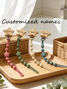 Clip personalizado para chupete, diseño de estrella, material de silicona suave, chupete de dentición anti-pérdida - Multicolor - Ver 3