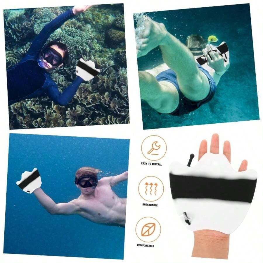 paletas de natacin Protector para Adulto Nadar Web Dedo Agua adaptar Azul Guantes de natacin palmeados Guante de natacin paletas de Mano Gel de slice - 15,00 x 12,50 x 1,00 cm + Multi - Ver 1