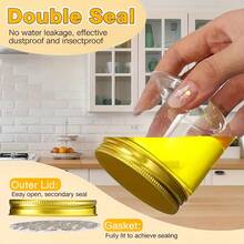 6/12pcs Mason Jar Style Plastic Containers With Airtight Lids - Leak-Proof Reusable, Suitable For Cosmetics, Algae Mask, Dried Fruits, Honey, Nuts - Essential Kitchen Storage, Gold/Silver - Multicolor - View 5