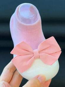 粉色幼儿袜鞋，橡胶防滑鞋底室内拖鞋，适合男宝宝和女宝宝，室内外日常穿着 - 粉色 - 查看 3