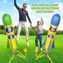 YEEBAY Rocket Air Launch - Juguete para niños de 3, 4, 5, 6, 7, 8 años en adelante, niñas, paquete de 2 lanzadores de pisoteo y 8 cohetes de espuma coloridos, divertido juego al aire libre, regalo ideal de cumpleaños de Navidad - / - Ver 6