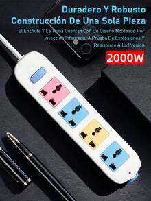 Regleta Multicontacto , Outlet Extender,Enchufe Multiple de 2 M con 4 Salidas CA ,Protector de Sobretensión, Multicontacto Pared Adaptador Enchufe para Hogar y Oficina - 4 enchufes - 2 piezas - Ver 3