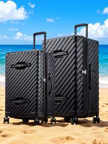 New 28/30 Inch Trunk Luggage, Expandable PC Hard Shell Large  Checked  Suitcase With Shock - Absorbing Wheels & TSA Lock - 黑色 - 查看 1
