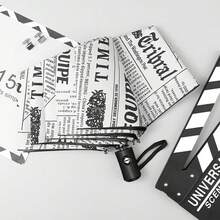 1把全自动报纸伞，黑色涂层防紫外线遮阳伞，两用伞，三折伞，男女通用雨伞