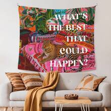 1pc Preppy Leopard Disco What's The Best That Could Happen Wall Tapestry, Fashion Aesthetic Horizontal Wall Tapestry Hanging, Modern Pattern Print Art Tapestries, Wall Decor For Bedroom, Living Room, Dorm, Party - Unique Birthday & Holiday Gift For Friends, Women, Men, Yourself, Dorm Room Accessory(40x30in/60x40in/60x51in/80x60in/90x60in) - 1 tấm thảm - Xem 1