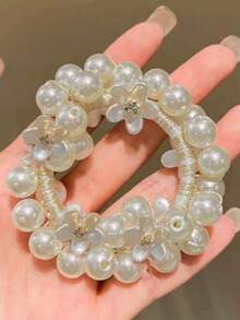 3 Stücke/1 Stück Frauen Weiß 9cm/3,54 Zoll Kunstperle Blume Strass Haargummis, modische vielseitige elegante minimalistische einfarbige Haaraccessoires, geeignet für Alltag, Lässig, Party, Pendeln, Urlaub, Pferdeschwanz, Dutt, Gesichtswäsche, Make-up, Outfit-Matching, Haargummis, Haargummibänder, Haarseile, Elastische Haargummis - Verschiedenfarbig - Übersicht 15