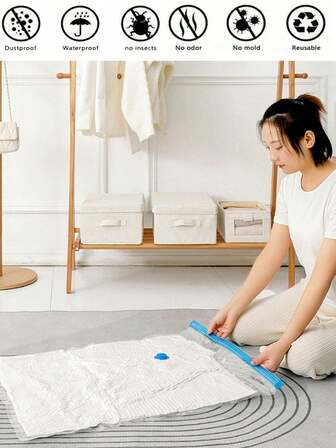 10/1pc Transparent Vacuum Storage Bags With Pump, Travel Compression Bags, Waterproof Vacuum Bags, Summer Vacuum Compression Bags, Home Storage Compression Bags, Large Capacity Vacuum Storage Bags, Transparent Compression Bags, PVC Waterproof Storage Bags, Portable Travel Vacuum Bags, Anti-Insect, Anti-Mold Storage Bags