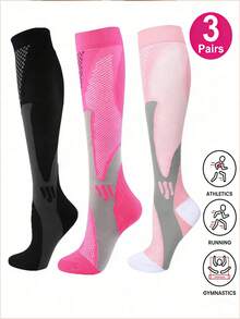 3 Pairs/Pack Unisex Outdoor Sports Running Fitness Compression Socks - Multicolor - View 2