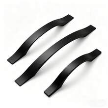 6 pièces Poignées de meubles noires mates, Boutons de tiroir, Poignées d'armoire, Boutons de porte en métal en forme d'arche, Accessoires de quincaillerie en alliage d'aluminium - Noir - Voir 2