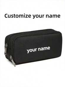 1pc Multi-Color Customized Large Capacity Oxford Cloth Storage Box With Dual Layer Pencil Case/Pen Holder - Multi-Compartment Desktop/School/Travel Organizer Box, Ideal Gift For Office/Cosmetics/Bathroom Supplies - Pencil Box, Grey - Multicolor - View 3