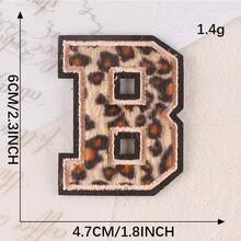 A-Z English Letter Patches, Leopard Print Embroidered Iron-On Stickers, Suitable For Clothing, DIY Name Apparel - Leopard - View 8