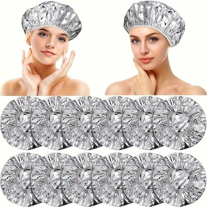 1/3/10pcs Reusable Waterproof Shower Cap, Fits All Hairstyles, Hair Dye, Beauty Styling Care, Foil Hair Mask Shower Cap