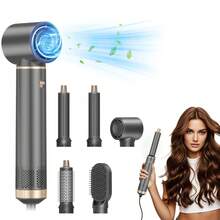 5-In-1 Hair Dryer Brush With Heat Styling & Negative Ion Technology - Multi-Functional Styler For Blow Drying, Curling, & Straightening - Fast, Smooth, And Frizz-Free Results - Ideal Valentine's Day Gift