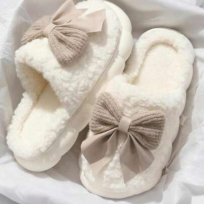 Women's Fluffy Slippers For Autumn/Winter, Comfortable Indoor Home Wear, Quiet, Warm, Cute Bow Design Slippers With Toes, Suitable For Hardwood Floors Insulation, Galentines, Puppy, Carnival, Party Decorations, Shoe, Spring Summer Picks, Brides Maid Gifts, Room, Bedroom Decor, Bedroom Decor, Beach, Travel, For Men, For Women, Vacation,Women's Day,Travel Essentials,Wedding Favours,Y2k,Bedroom,Car Accessories Women,Kitchen Decor,Cute Stuff,Mother's Day Gift,Bedroom Decor,Garden,Kitchen Decor,Summer,Beach,Travel Essentials,Room Decor,Squishy,Graduation
