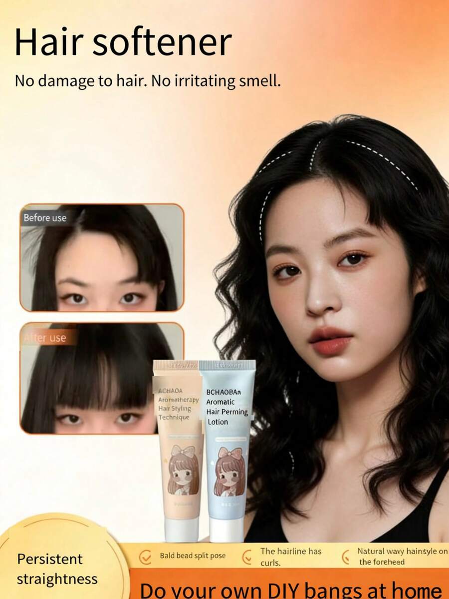 Bangs Straightening Cream - Long-Lasting Frizz Control For Messy Bangs | Easy DIY Application, Ammonia-Free - Liu Gai Softening and Correction - View 1