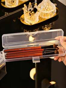 1/3pcs Transparent Desktop Organizer Box Set Of 4, Flip Top Easy Access And Organize, Dust Proof Travel Storage Box For Makeup Brushes, Cutlery And Beauty Tools (Size Adjustable) - Multicolor - View 4