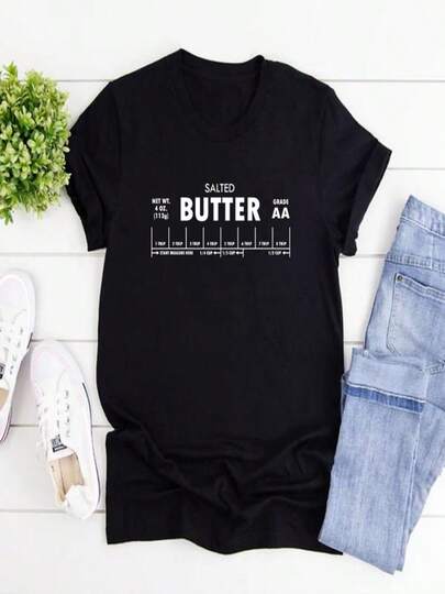 Salted Butter T-shirt Stick of Butter Shirt Funny Baker Gift Men Women Short Sleeve T-shirts Butter Lover Gift Casual Tshirts