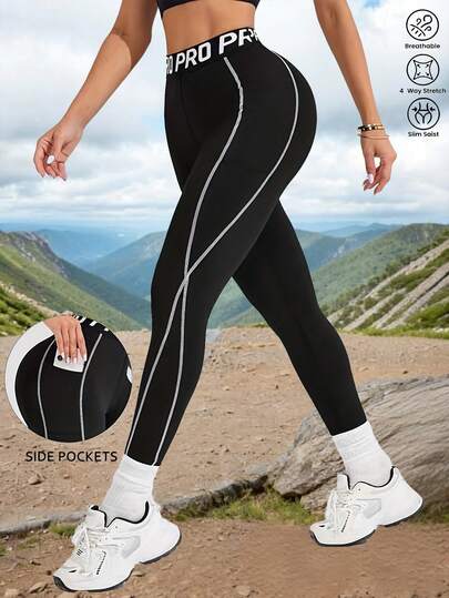 Pantalones de cintura alta para mujer para Navidad, Año Nuevo y San Valentín, primavera/verano. Cinturilla con letras, bolsillo lateral, diseño estilizador, leggings deportivos sexys y casuales. Elásticos y cómodos para uso diario, yoga, senderismo, gimnasio