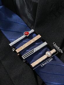 1pc Hot-Selling Men's Formal Luxury Tie Clip, Fashionable Colorful Business Gold & Silver Suit Accessory, Versatile Gemstone Inlaid Tie Clip For Evening Dress Suit Shirt, Elegant Gold & Silver Tie Clip Accessory, Cross-Border Men's Wholesale High-End Tie Clip, Business Formal Rhinestone Press-On Glossy & Matte Korean Style For Formal Meetings - Tie Clip - View 3