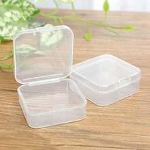 5pcs Transparent Minimalist INS Style Buckle Storage Boxes, Portable Mini Square Containers For Student/Office Desk Organizer - Clear - View 4