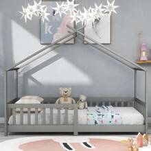 Beautiful Cabin Bed, Children's Bed, Made Of Solid Wood With Guardrail And Slatted Base, With Fall Protection For Children's And Teenagers' Rooms, Grey (200x90cm) - Black - View 9