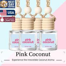 Osmore Summer Tropical Gift For Girls & Women, Pink Coconut Breeze Car Air Freshener Diffuser, Long-Lasting Hanging Fragrance Oil, Aromatherapy Essential Oil, 4-Pack Beachy Car Perfume Pendant, Cute Car Accessories For Women, Car Stuff, Car Decor, Car Essentials, Car Mirror Hanging Accessories, Car Air Freshener Must-Have, Valentine's Day Gift - Dừa hồng nhiệt đới - Xem 1