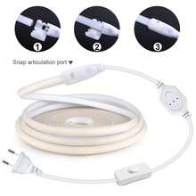 220V LED Light Strip, High Brightness COB LED Light Bar, Waterproof Flexible Light Strip With Switch, Suitable For Indoor And Outdoor Garden Lighting - White Light - View 6