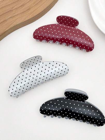 Women's Style, Fashionable And Elegant, Cute, Dotted, Heart-Shaped Pattern, Valentine's Day Hair Accessories, Semicircle Hair Claw Hair Clip, Suitable For Daily Commuting And Party Use, Hair For Women, Women, Gifts For Her Fashion Claw Clips Casual Hair Clutch Elegant Hair Jaw Clip