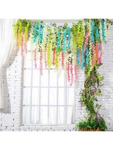 50 bông hoa tử đằng giả bằng lụa, dây leo tử đằng màu hồng, trang trí nhà cửa, tiệc cưới, vòng hoa giả dài 3,64m, vòng hoa tử đằng bằng lụa, trang trí treo cho đám cưới, thích hợp cho tiệc tùng, sinh nhật, họp mặt gia đình, quà tặng ngày Valentine, trang trí bàn làm việc trong vườn nhà, cây nhân tạo, hoa giả - Nhiều màu - Xem 10