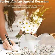 一套木质心形留言簿，创意木质签到簿，适用于婚礼、乔迁、生日、单身派对、毕业典礼、周年纪念、迎婴派对、派对餐桌装饰、浪漫活动、优雅婚礼装饰和结婚礼物 - 无需用电，也非常适合圣诞节和新年活动