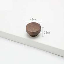 2pcs Solid Wood Single Hole Drawer Pull Handle, Round Head Wooden Cabinet/Wardrobe/Kids Room Door Knob - Beech Walnut - View 7
