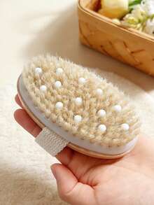 1pc Dry Brushing Body Brush Natural Boar Bristles Exfoliating Body Scrubber Brush Cellulite Bath Brush With Massage Nodules For Dry Skin Improve Circulation Lymphatic Drainage - Multicolor - View 6