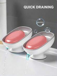 Soap Box Household Soap Box Wall-Mounted Drain Without Water Accumulation Suction Cup Bathroom Bathroom Simple Style Creative New Bathroom Accessories Bathroom Tools - Grey - View 1