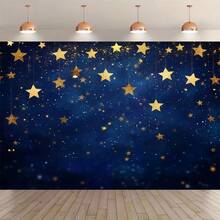 1 Blue Starry Sky Multifunctional Party Decoration Backdrop Banner, Suitable For Festive Occasions, New Year Celebrations, Photo Backgrounds, Various Holiday Celebrations, Birthdays, Weddings, Anniversaries, Room Decoration, Studio Props - Multicolor - View 2